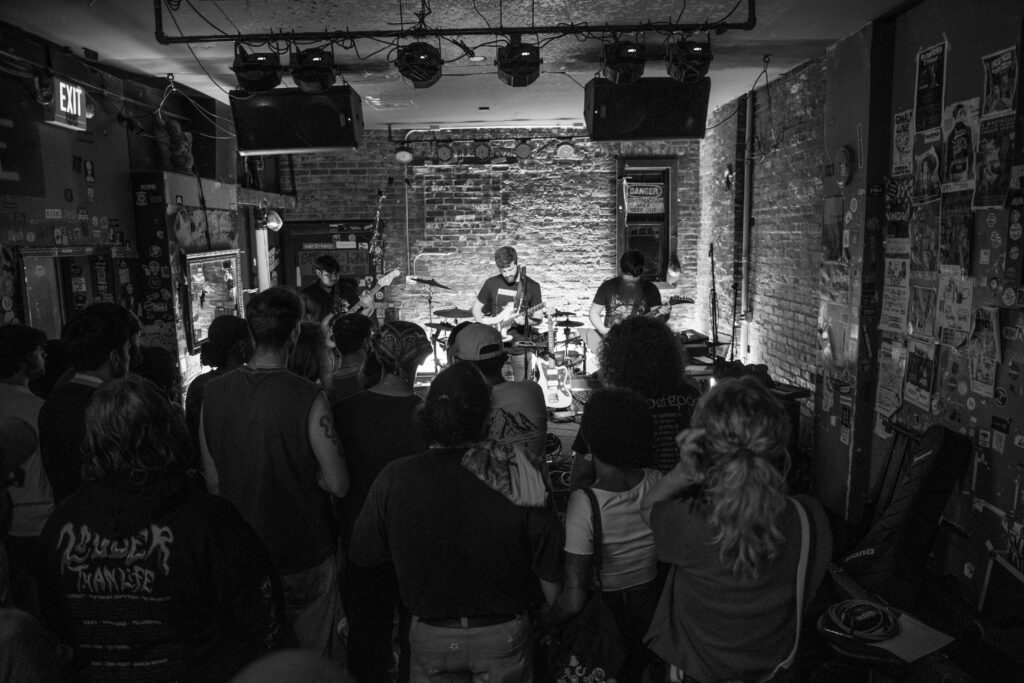 Cigarette Trees performing at the Green Lantern in black and white